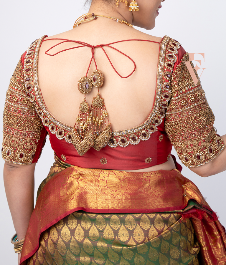 Deep Brick Red Silk Cotton Blouse