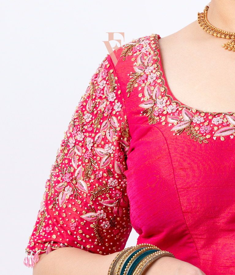 Pink Raw Silk Cotton Blouse