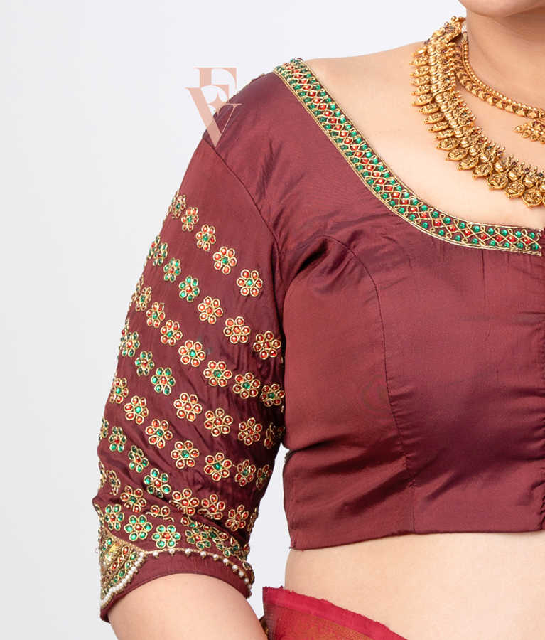 Deep Maroon Silk Cotton Blouse