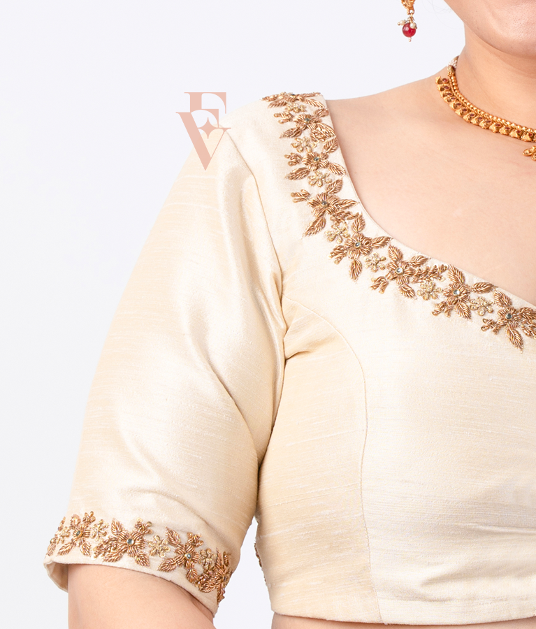 Cream Raw Silk Blouse
