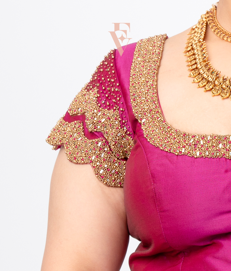 Dark Pink Silk Cotton Blouse