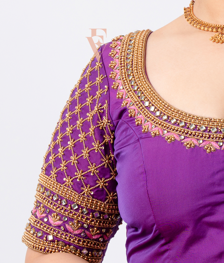 A purple silk cotton blouse