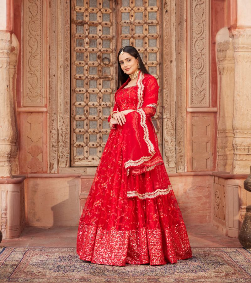 Vibrant Red Lehenga