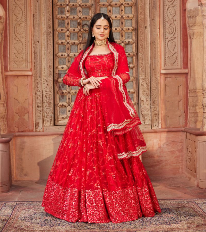 Vibrant Red Lehenga