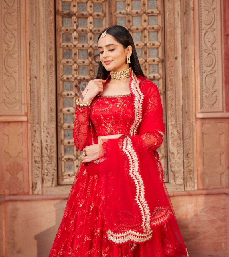 Vibrant Red Lehenga