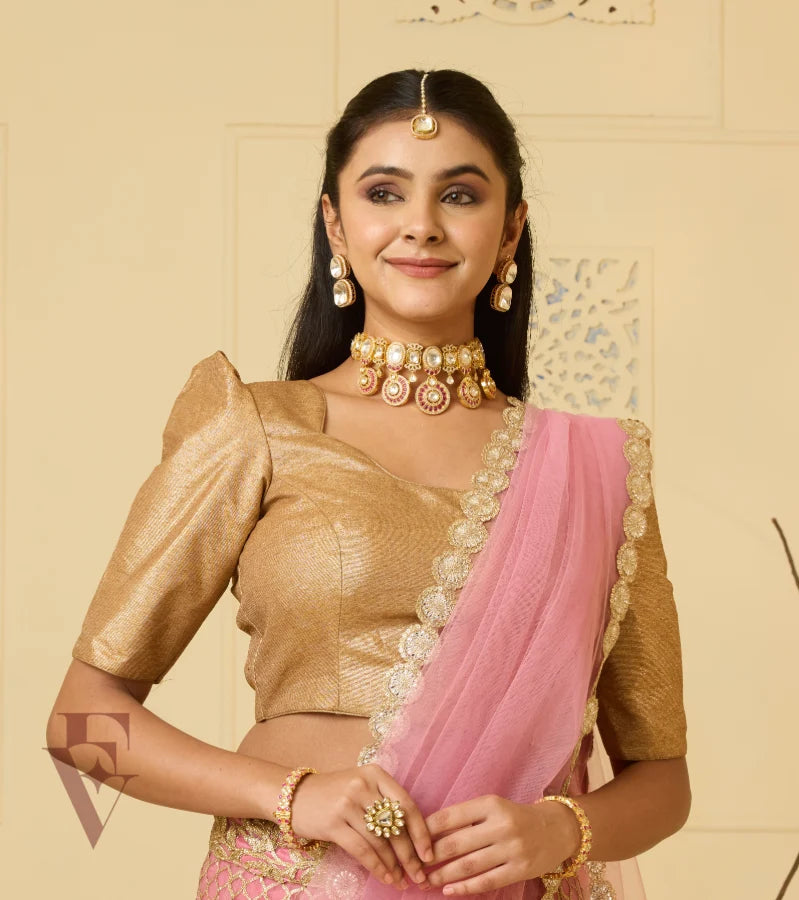 A pink lehenga