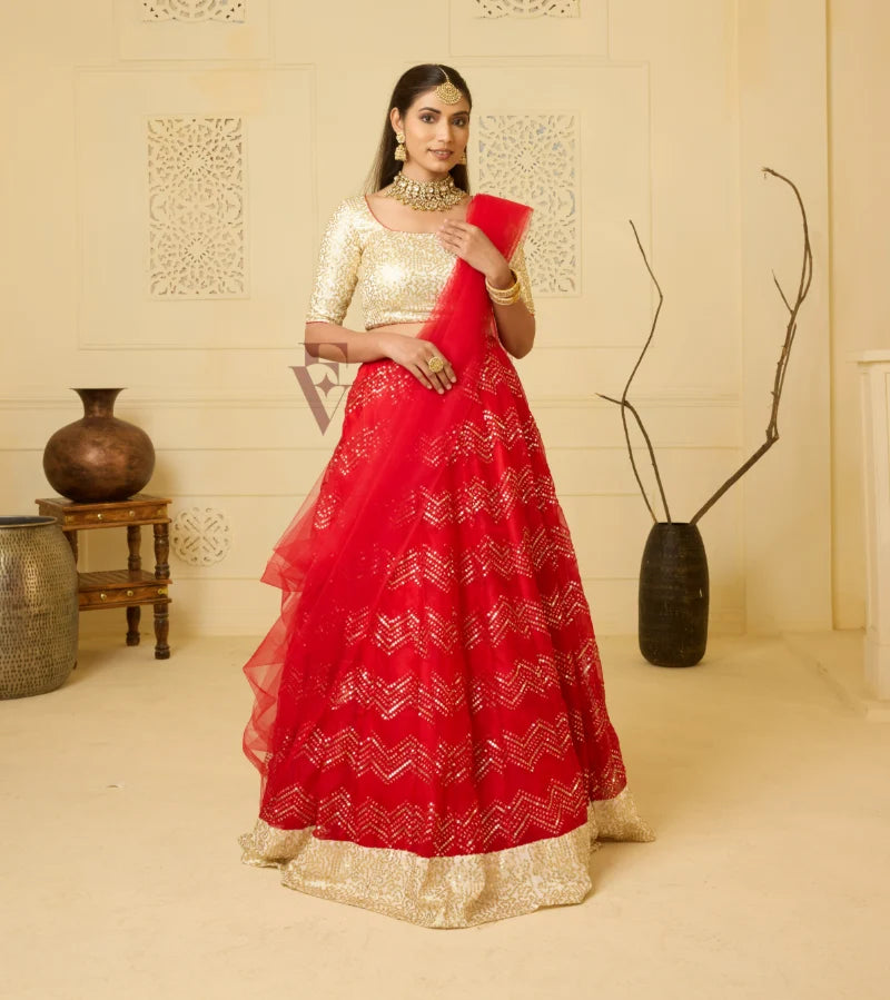An exquisite red lehenga