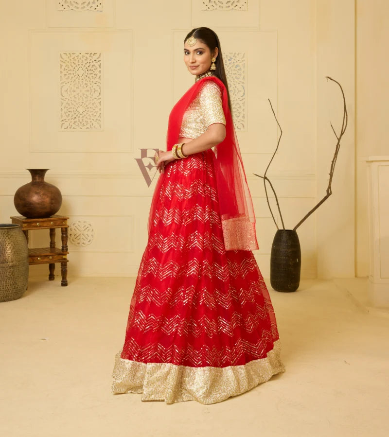 An exquisite red lehenga