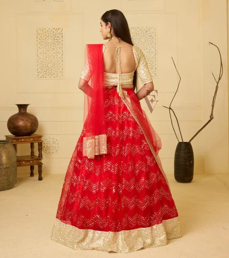 An exquisite red lehenga