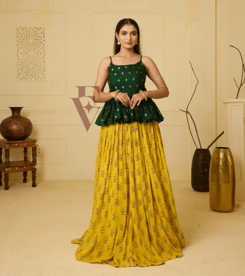 Deep green and bright yellow skirt
