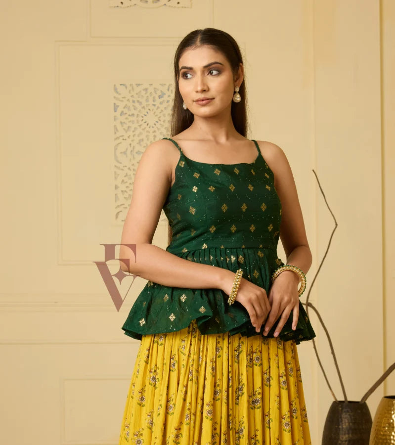 Deep green and bright yellow skirt