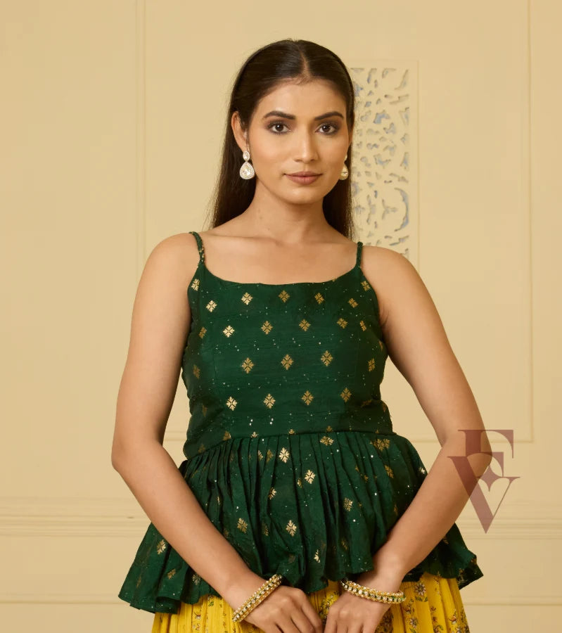 Deep green and bright yellow skirt
