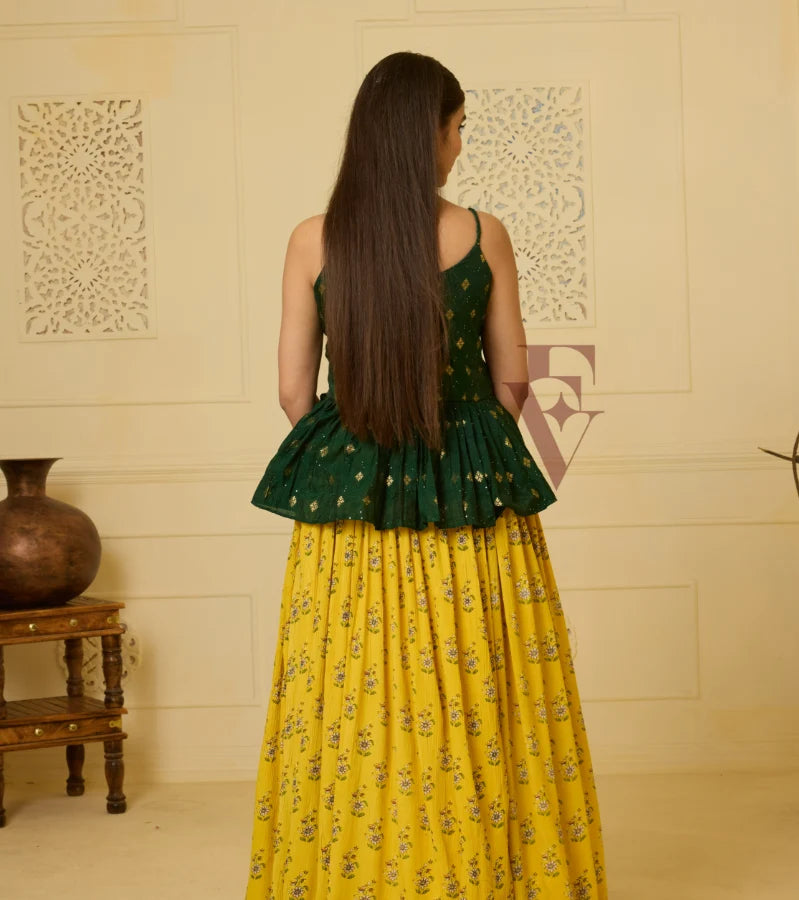 Deep green and bright yellow skirt