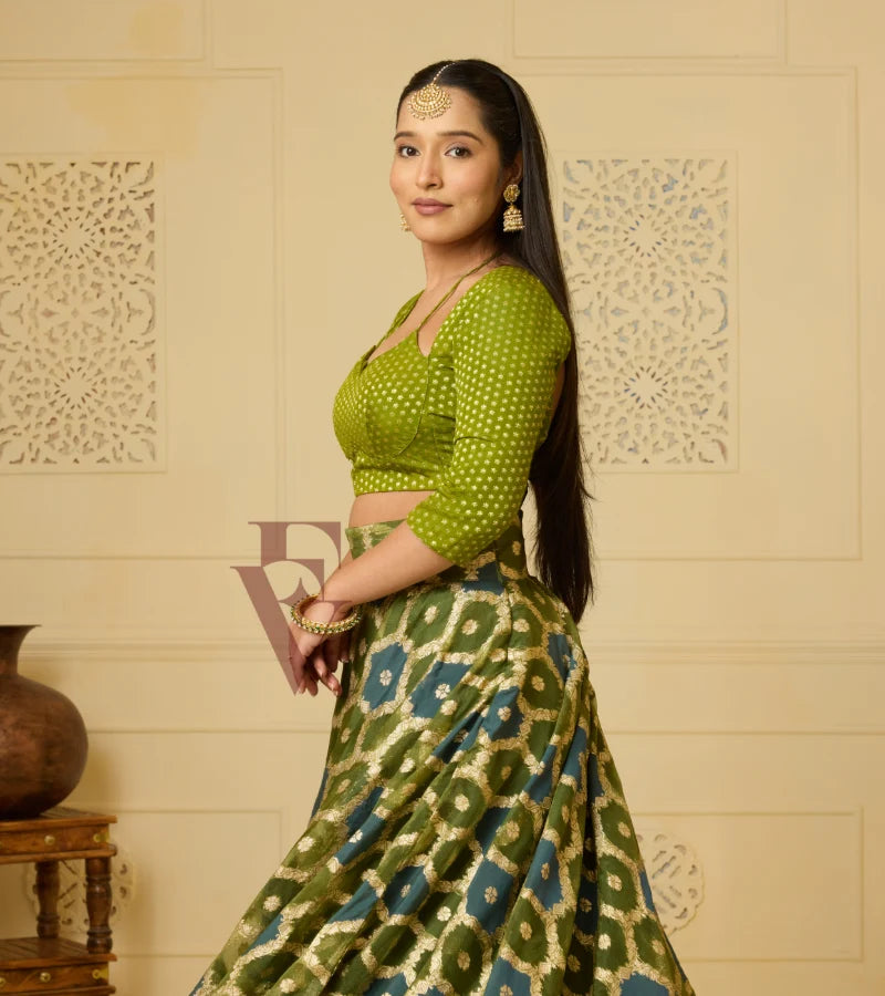 A stunning moss green and peacock blue