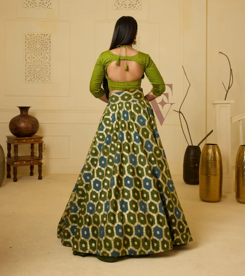 A stunning moss green and peacock blue