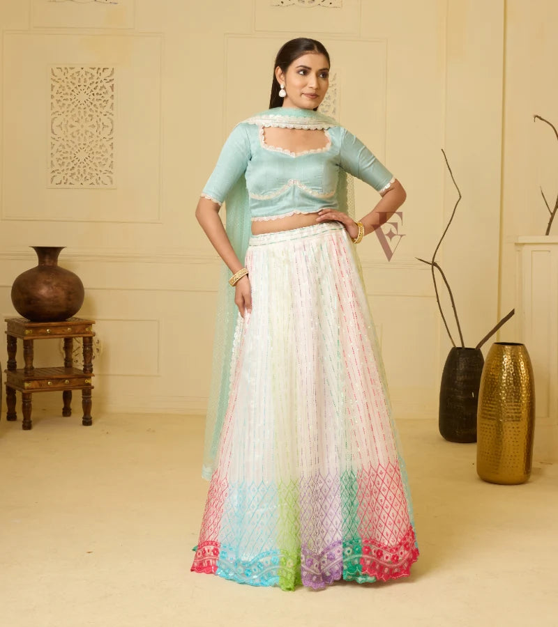 A stunning light blue lehenga
