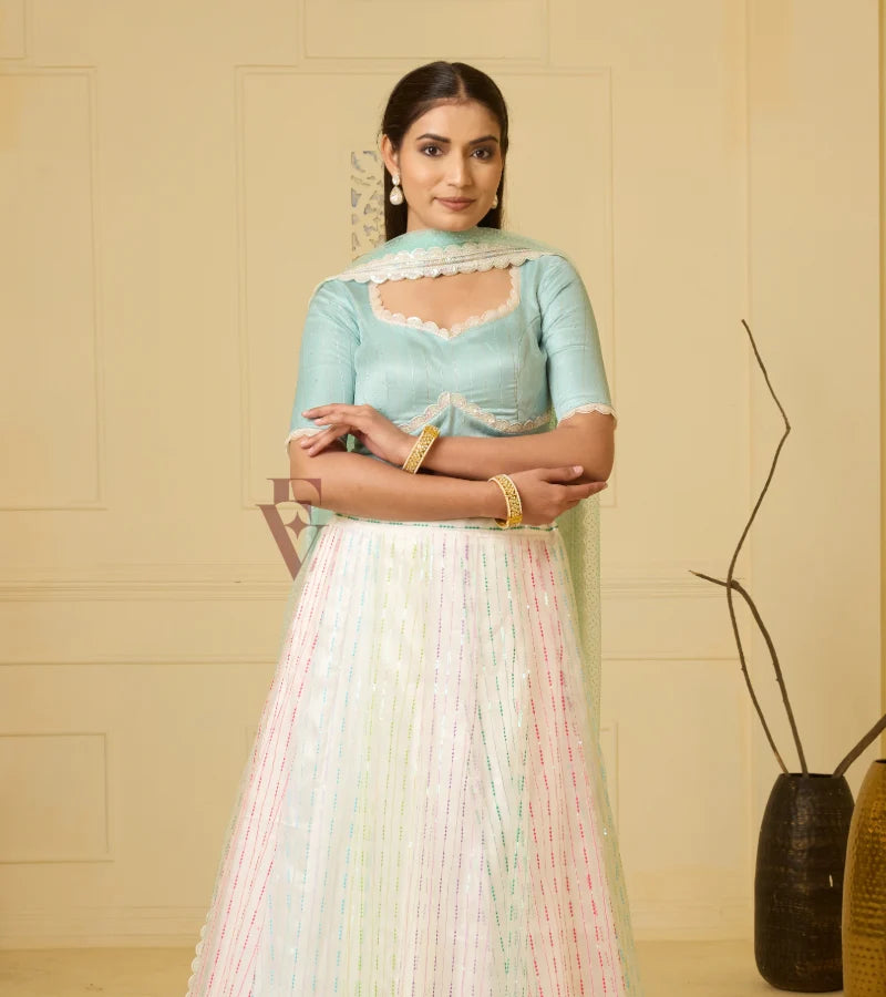 A stunning light blue lehenga