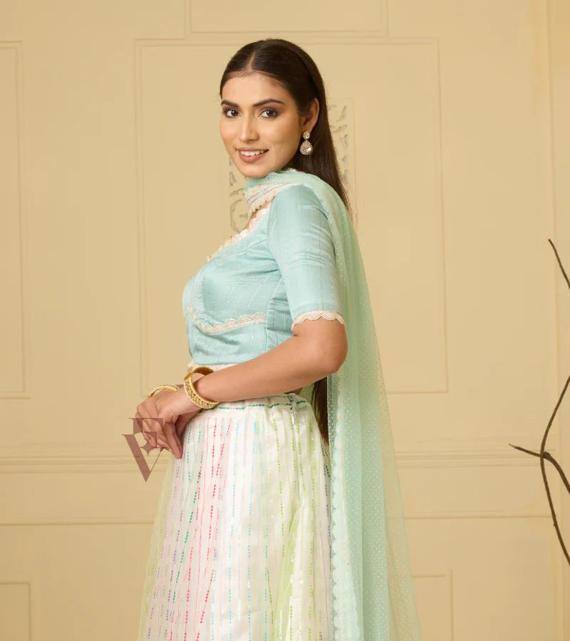 A stunning light blue lehenga