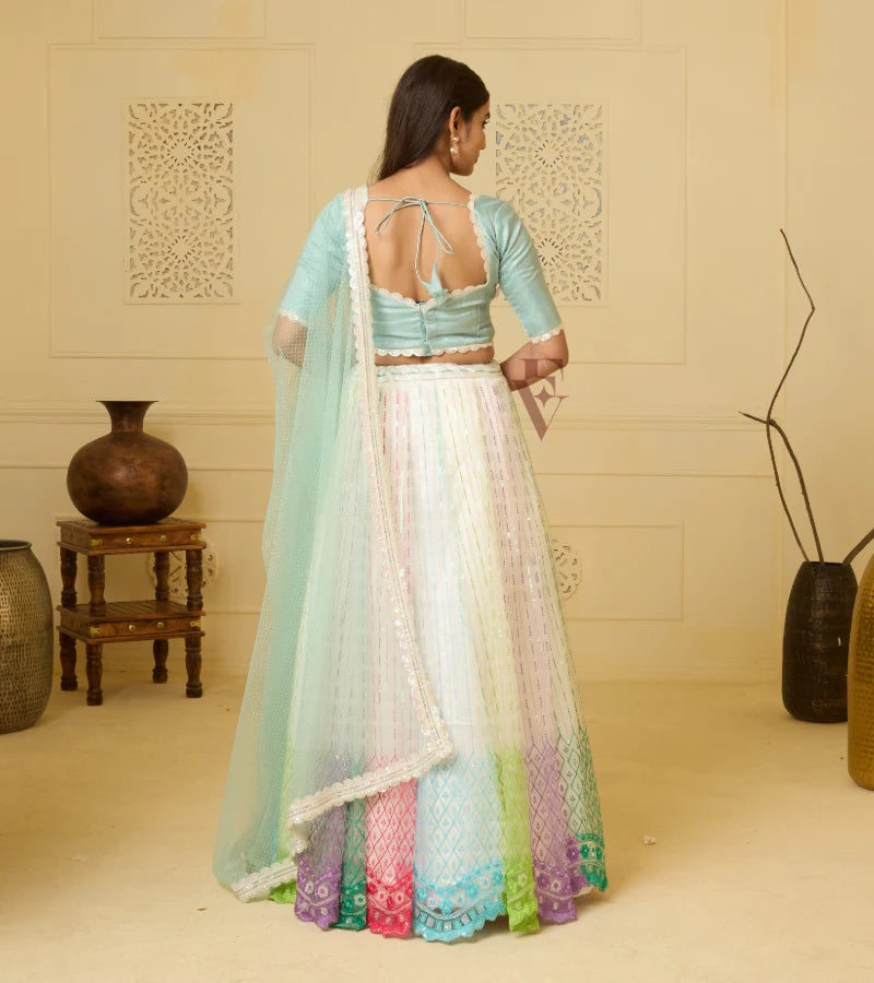 A stunning light blue lehenga