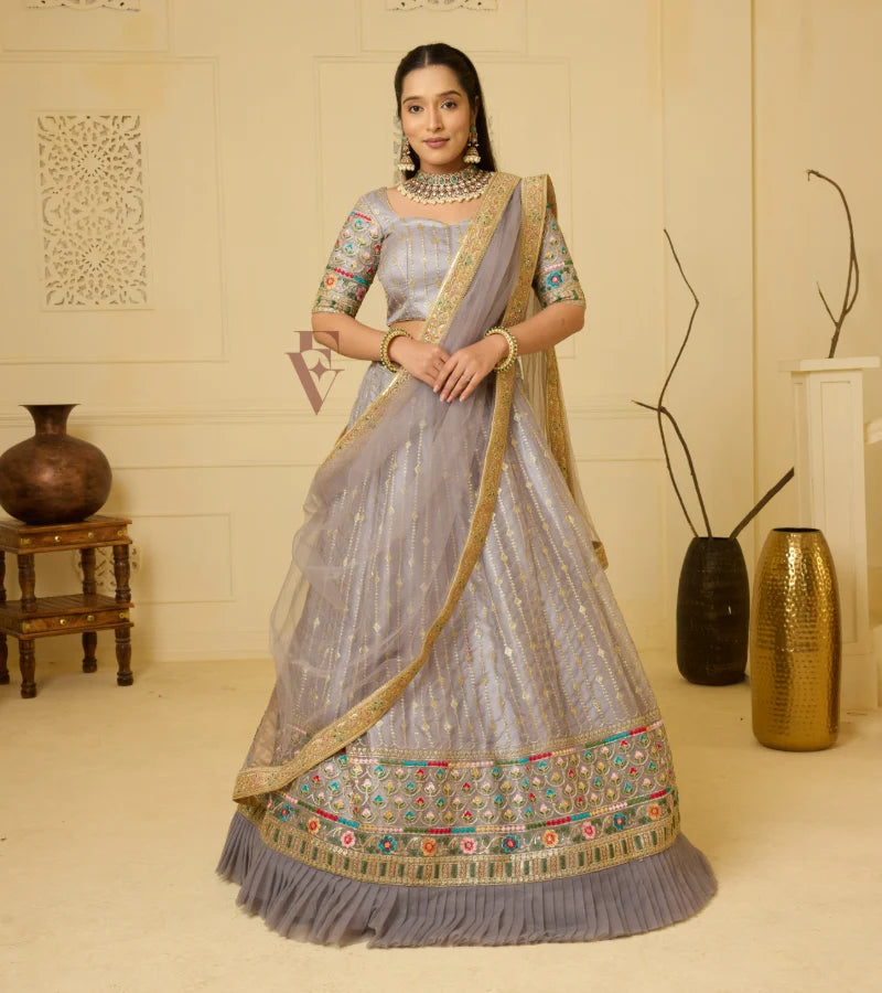 A graceful grey lehenga