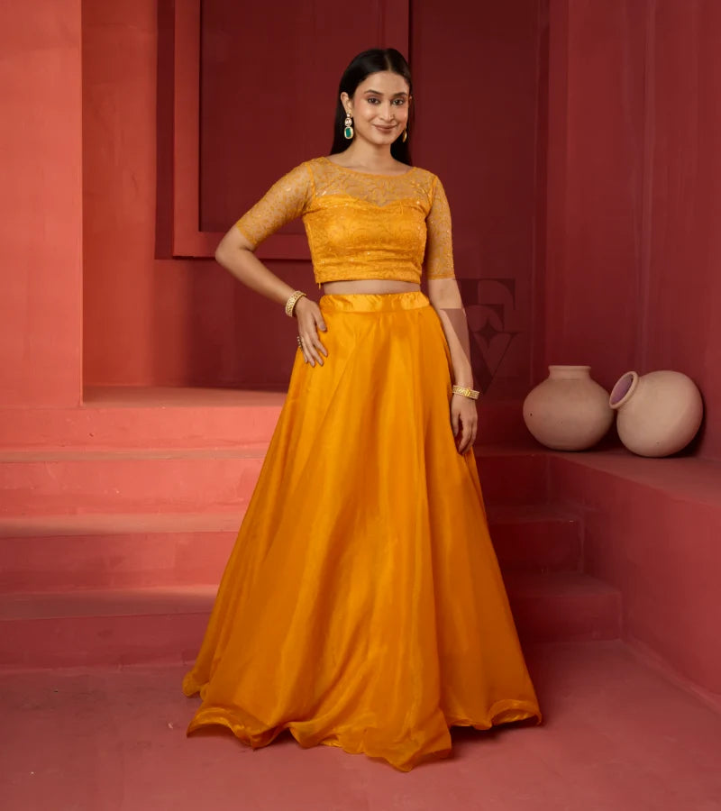 A vibrant yellow ensemble