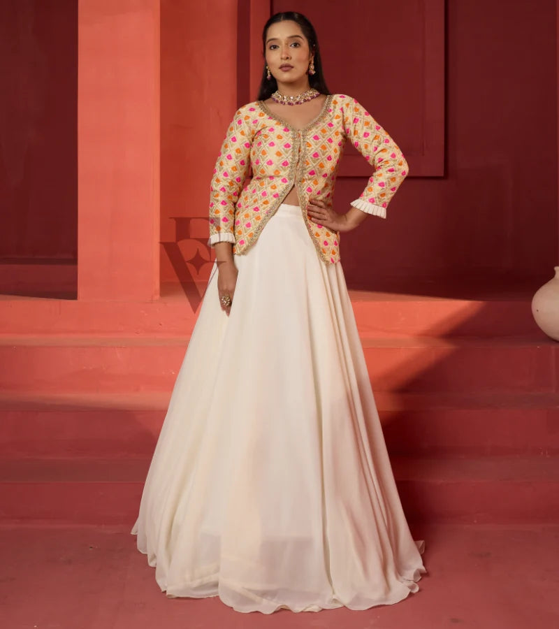 A flowing cream premium georgette skirt
