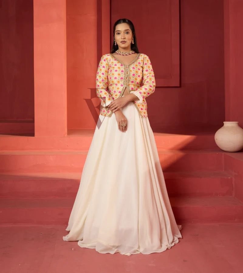 A flowing cream premium georgette skirt