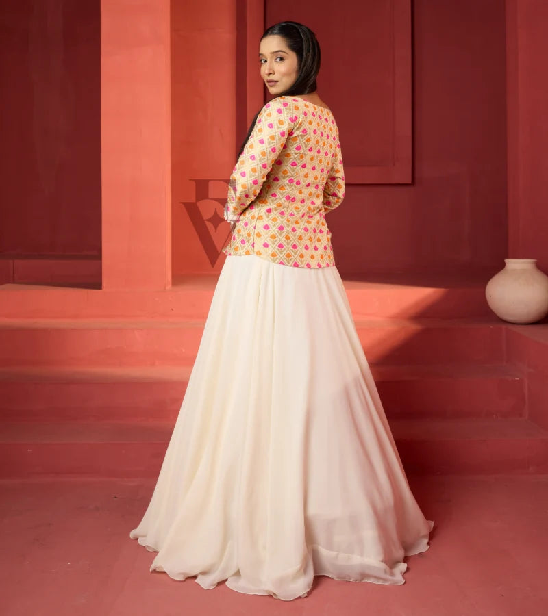A flowing cream premium georgette skirt