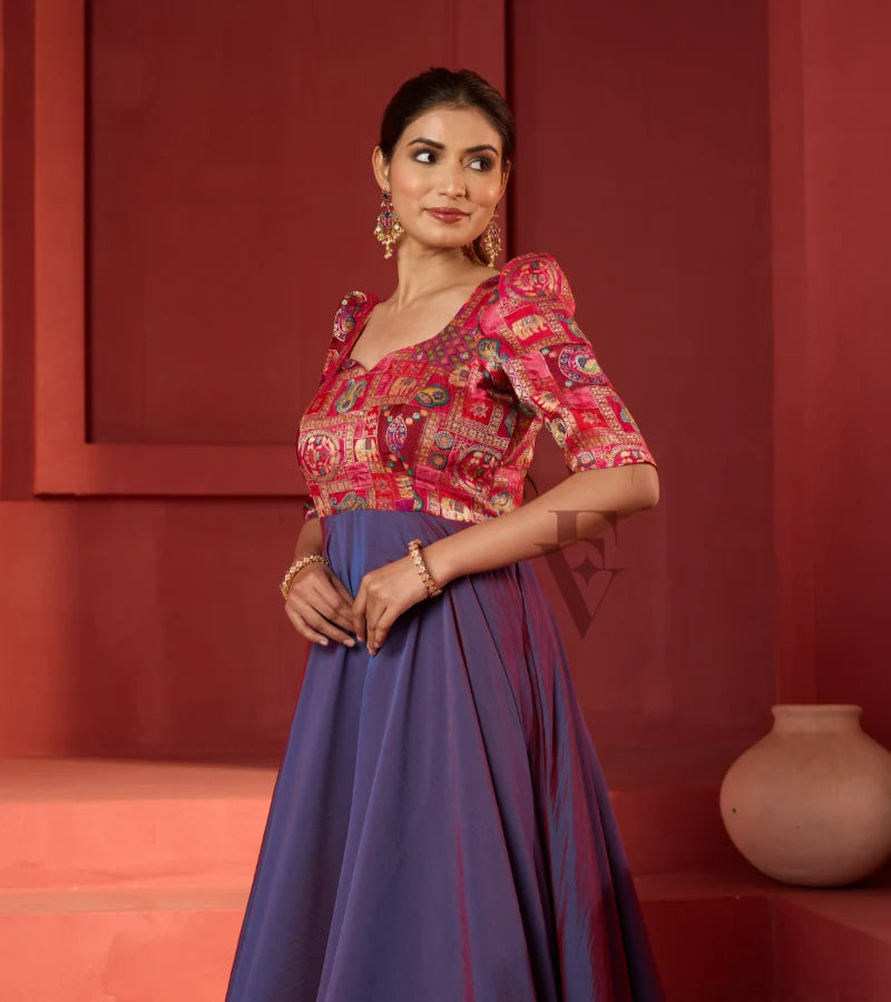 A pinkish violet flared umbrella gown  Evarrah - Crafting Textiles,  Creating Style