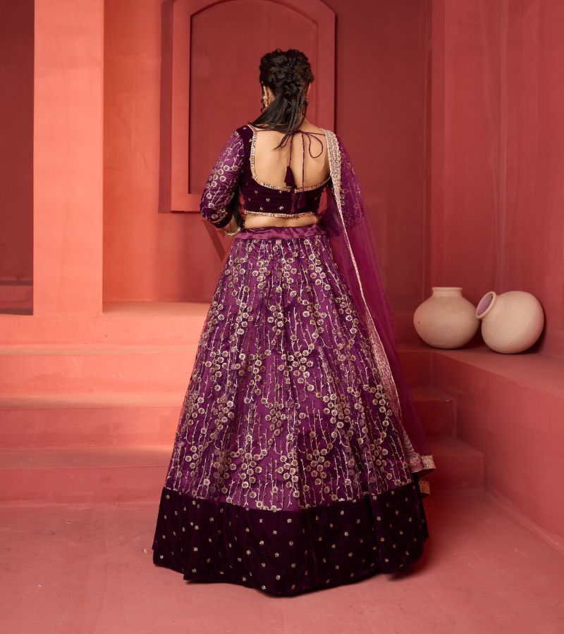 Wine-coloured Lehanga