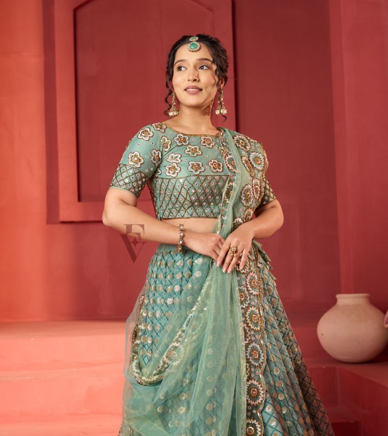 Teal Green Lehanga