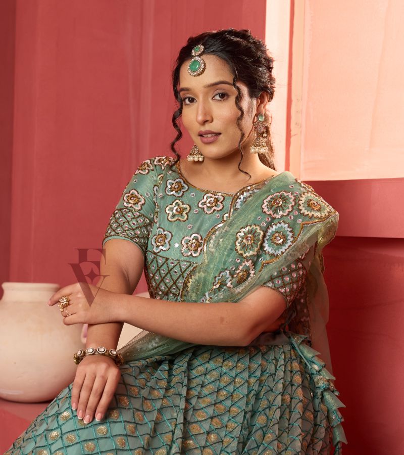 Teal Green Lehanga