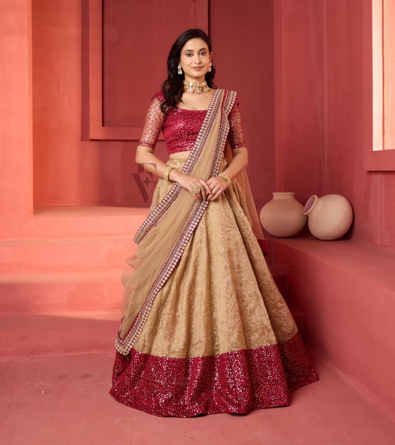 Beige and Maroon Hues Lehanga