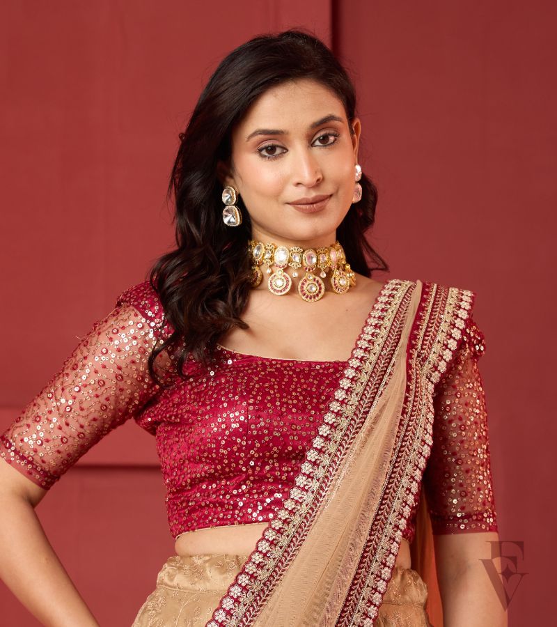 Beige and Maroon Hues Lehanga