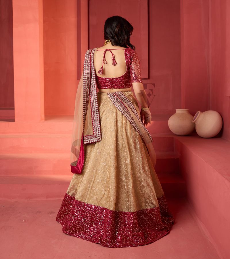 Beige and Maroon Hues Lehanga