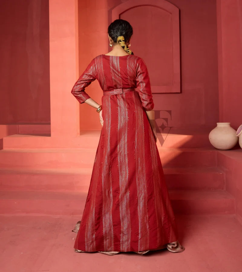 A rose gold silky velvet gown