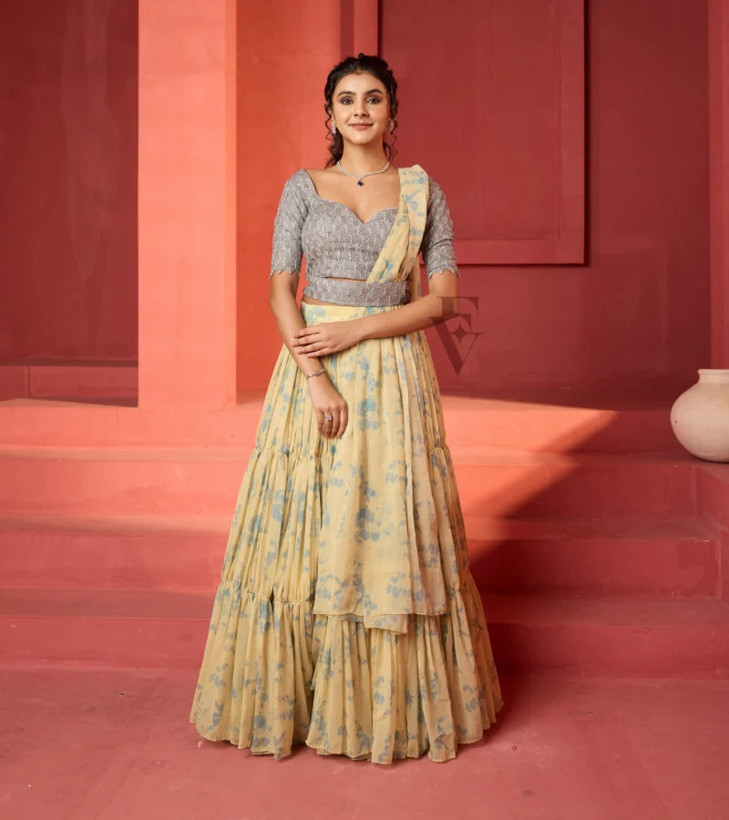 A light yellow tiered skirt