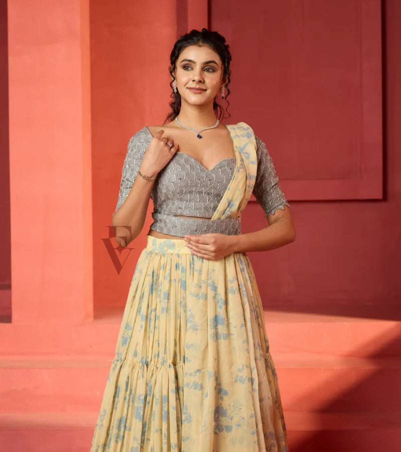 A light yellow tiered skirt
