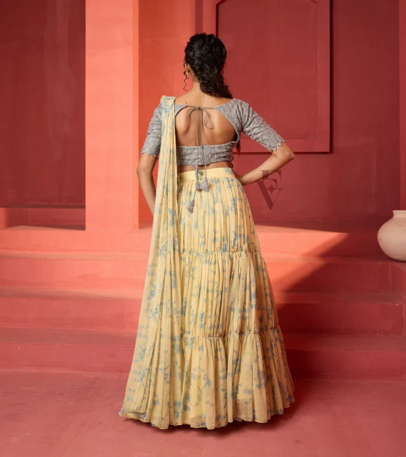 A light yellow tiered skirt