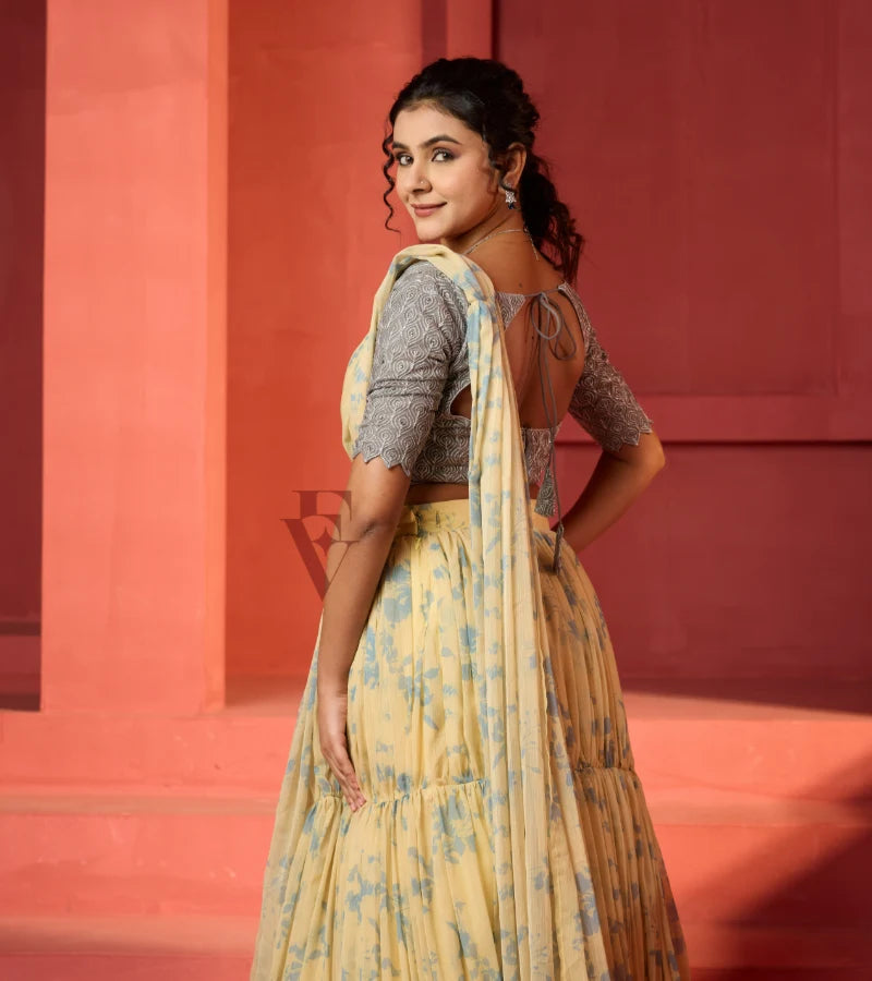 A light yellow tiered skirt