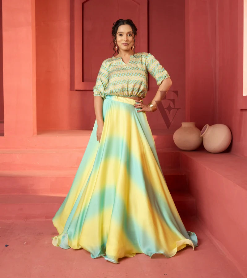 Striking Yellow and Teal Skirt