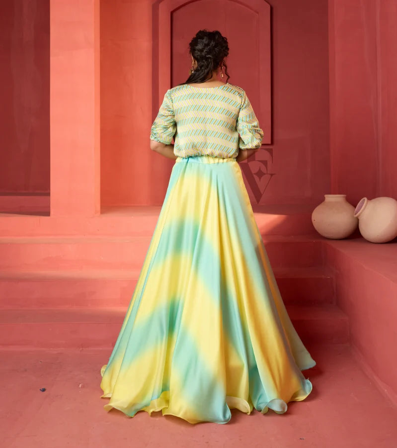 Striking Yellow and Teal Skirt