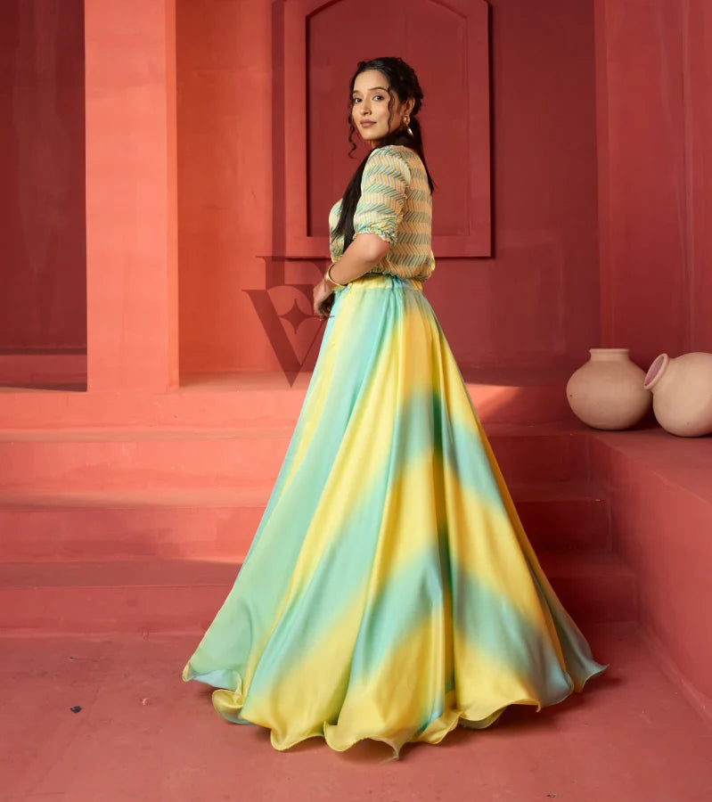 Striking Yellow and Teal Skirt