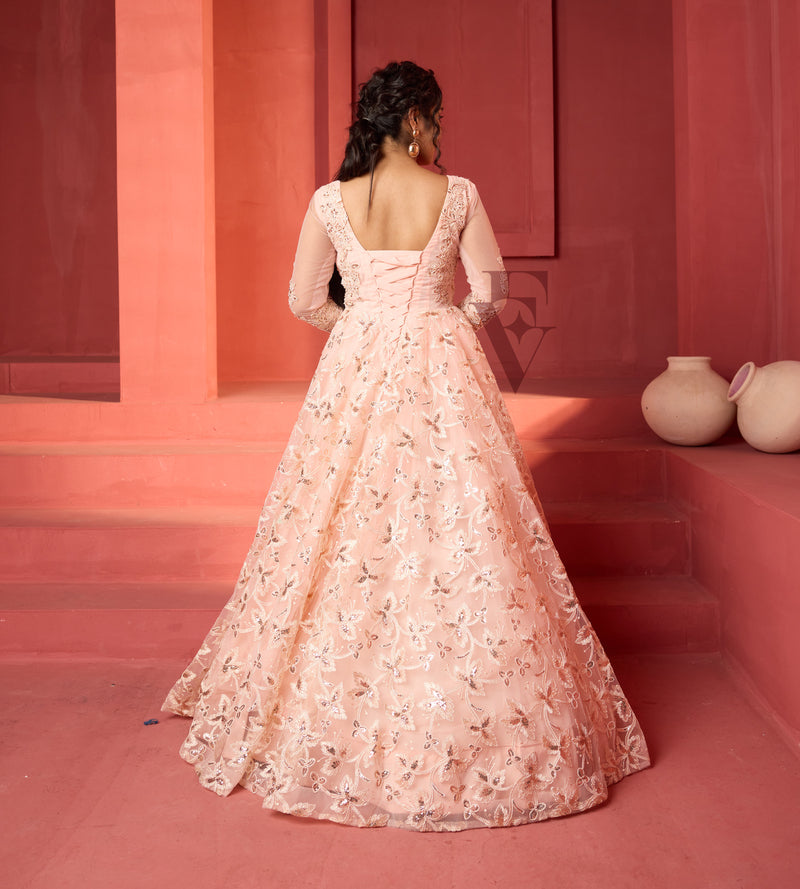 Peach-flared Gown