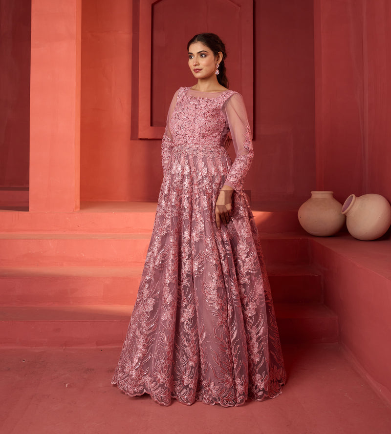 Mild Pink Flared Gown