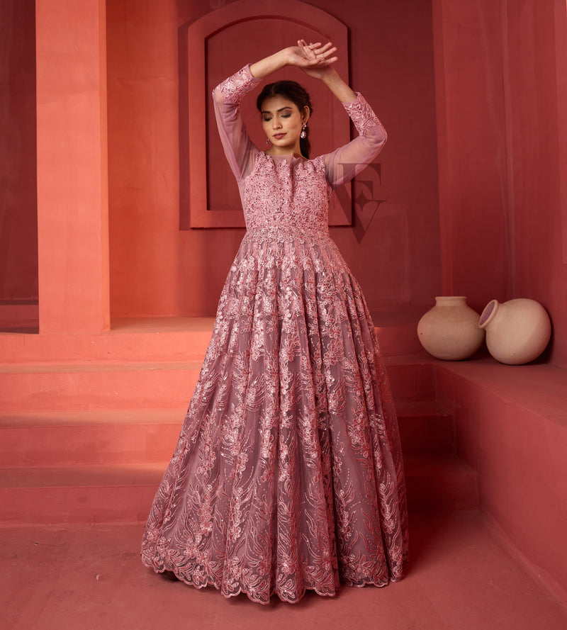 Mild Pink Flared Gown