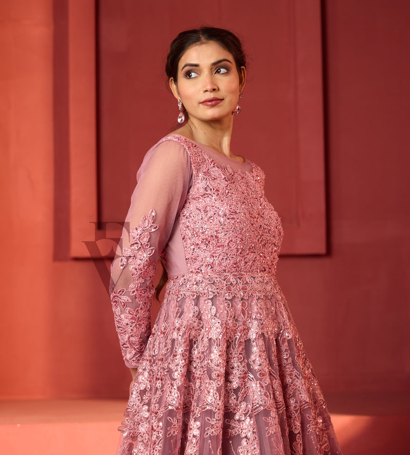 Mild Pink Flared Gown