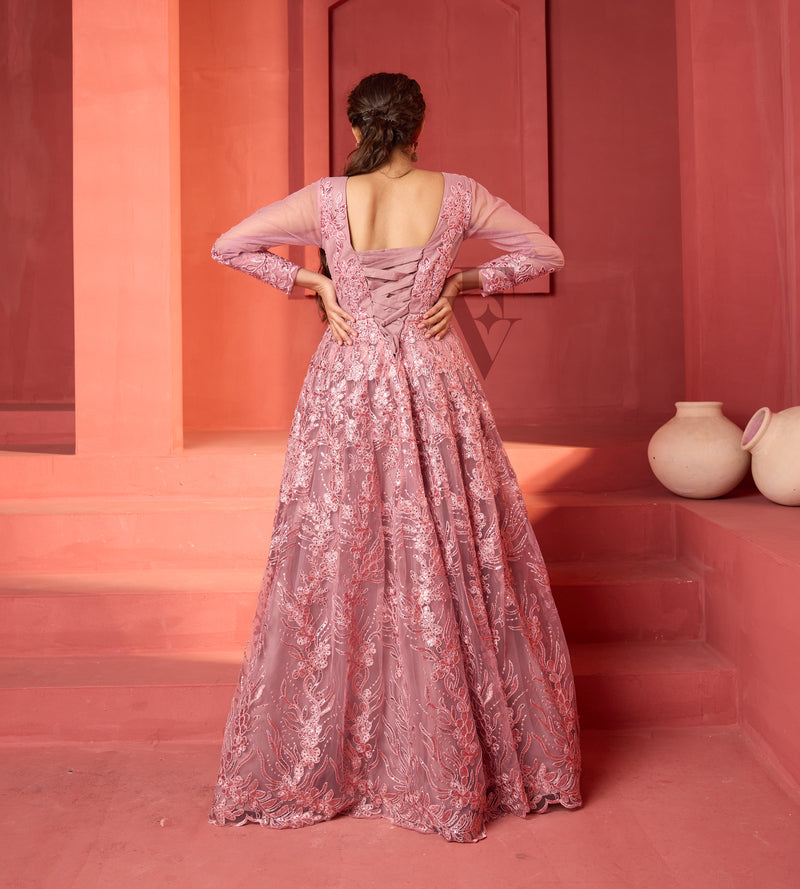 Mild Pink Flared Gown
