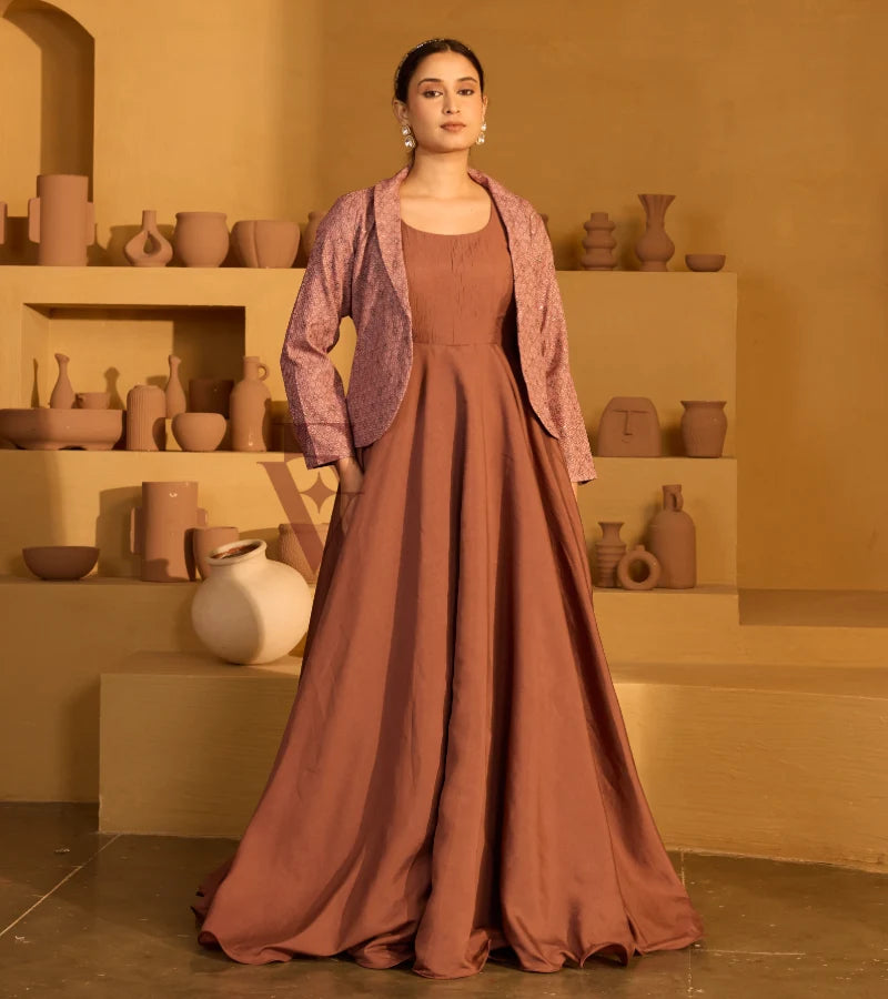 An onion pink Roma silk gown