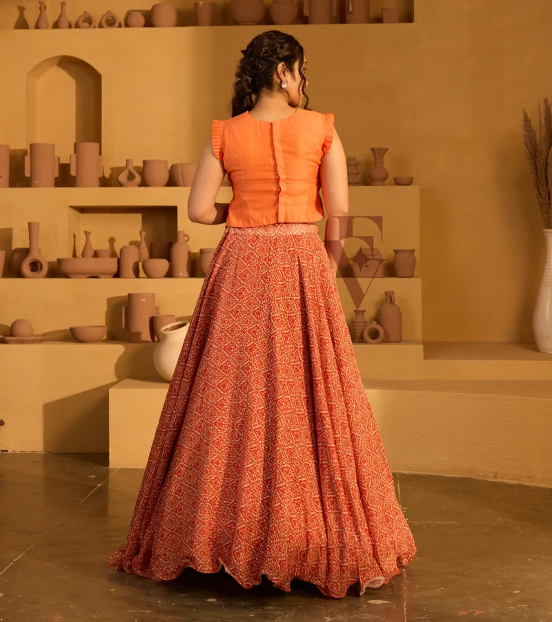 Orange Flared Circle Skirt